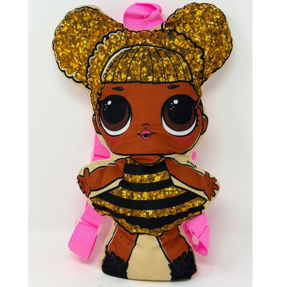 L.O.L. Surprise Queen Bee Plush Backpack Brown Beige Pink Strap 13" Tall